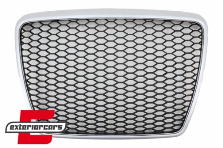 Prednja maska RS6 dizajn (crna/srebrna) / Audi A6 4F 4F2 C6 (2004-2011), GRAU15