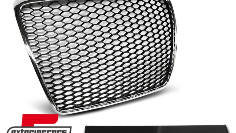 Prednja maska RS6 dizajn (piano crna/chrome) / Audi A6 4F 4F2 C6 (2004-2011), GRAU14