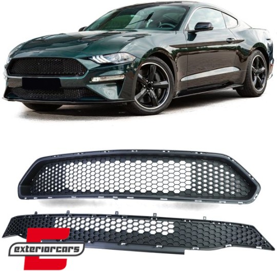 Prednja maska & središnja donja mrežica prednjeg branika (mat crna) / Ford Mustang Coupe Cabrio Facelift (08.2017-2022), 41499