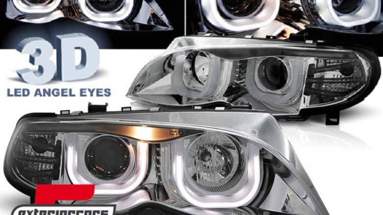 Prednja svjetla 3D Angel Eyes (chrome) / BMW serije 3 E46 Facelift limuzina karavan (2001-2005), LPBM95