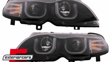 Prednja svjetla 3D Angel Eyes (crna) / BMW serije 3 E46 Facelift limuzina karavan (2001-2005), LPBM96