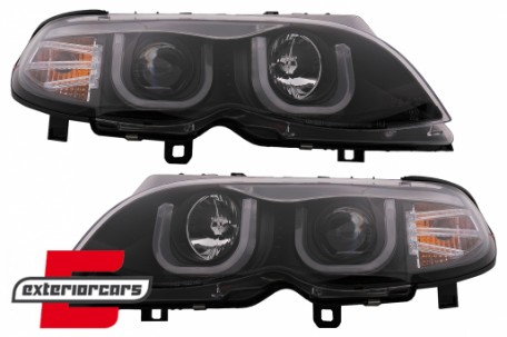 Prednja svjetla 3D Angel Eyes (crna) / BMW serije 3 E46 Facelift limuzina karavan (2001-2005), LPBM96