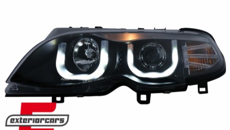 Prednja svjetla 3D Angel Eyes (crna) / BMW serije 3 E46 Facelift limuzina karavan (2001-2005), LPBM96