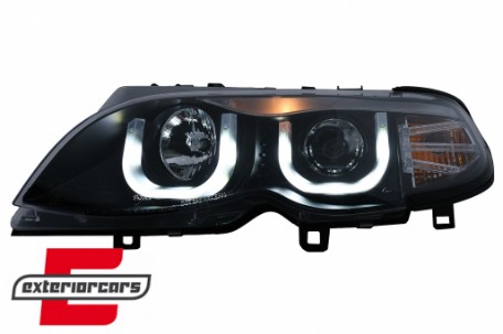 Prednja svjetla 3D Angel Eyes (crna) / BMW serije 3 E46 Facelift limuzina karavan (2001-2005), LPBM96