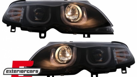 Prednja svjetla 3D Angel Eyes (crna) / BMW serije 3 E46 Facelift limuzina karavan (2001-2005), LPBM96