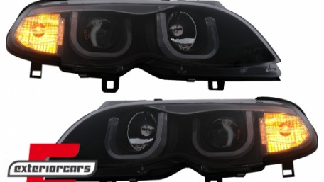 Prednja svjetla 3D Angel Eyes (crna) / BMW serije 3 E46 Facelift limuzina karavan (2001-2005), LPBM96