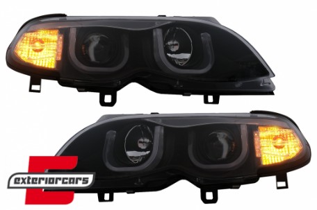 Prednja svjetla 3D Angel Eyes (crna) / BMW serije 3 E46 Facelift limuzina karavan (2001-2005), LPBM96