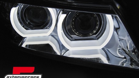 Prednja svjetla 3D Angel Eyes LED DRL Xenon (crna) / BMW serije 3 E90 E91 LCI (2008-2011), LPBML1
