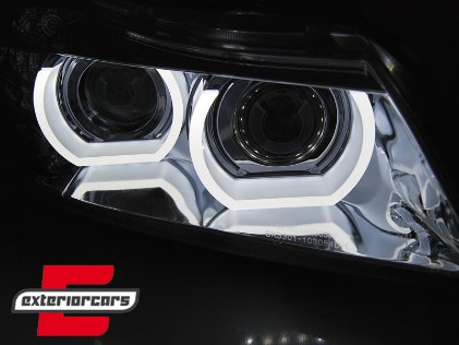 Prednja svjetla 3D Angel Eyes LED DRL Xenon (crna) / BMW serije 3 E90 E91 LCI (2008-2011), LPBML1