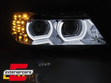 Prednja svjetla 3D Angel Eyes LED DRL Xenon (crna) / BMW serije 3 E90 E91 LCI (2008-2011), LPBML1