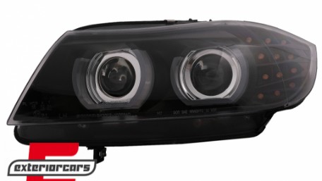 Prednja svjetla 3D Angel Eyes LED DRL Xenon (crna) / BMW serije 3 E90 E91 LCI (2008-2011), LPBML2