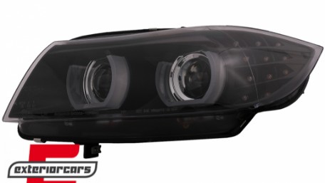 Prednja svjetla 3D Angel Eyes LED DRL Xenon (crna) / BMW serije 3 E90 E91 LCI (2008-2011), LPBML2