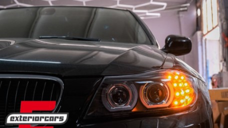 Prednja svjetla 3D Angel Eyes LED DRL Xenon (crna) / BMW serije 3 E90 E91 LCI (2008-2011), LPBML2