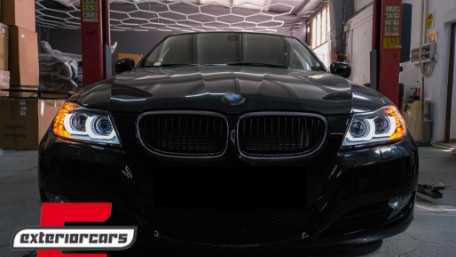 Prednja svjetla 3D Angel Eyes LED DRL Xenon (crna) / BMW serije 3 E90 E91 LCI (2008-2011), LPBML2