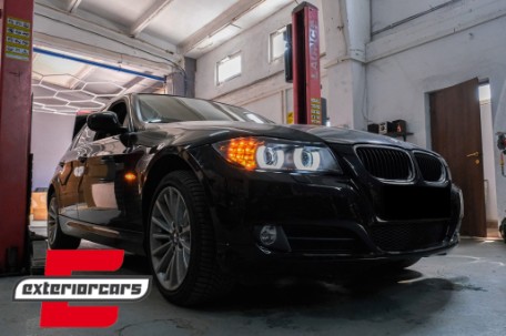 Prednja svjetla 3D Angel Eyes LED DRL Xenon (crna) / BMW serije 3 E90 E91 LCI (2008-2011), LPBML2