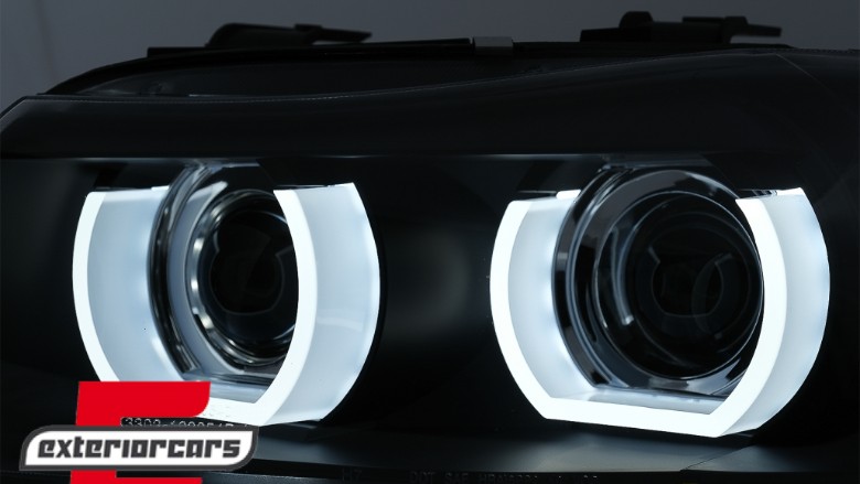 Prednja svjetla 3D Angel Eyes LED DRL Xenon (crna) / BMW serije 3 E90 E91 LCI (2008-2011), LPBML2