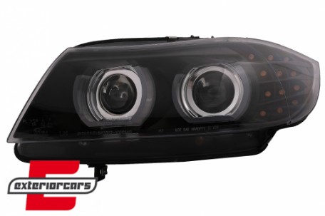 Prednja svjetla 3D Angel Eyes LED DRL Xenon (crna) / BMW serije 3 E90 E91 LCI (2008-2011), LPBMN0