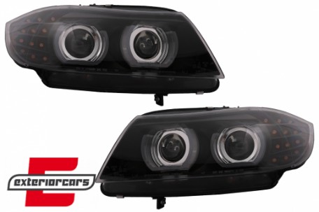 Prednja svjetla 3D Angel Eyes LED DRL Xenon (crna) / BMW serije 3 E90 E91 LCI (2008-2011), LPBMN0