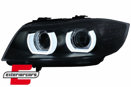Prednja svjetla 3D Angel Eyes LED DRL Xenon (crna) / BMW serije 3 E90 E91 LCI (2008-2011), LPBMN0