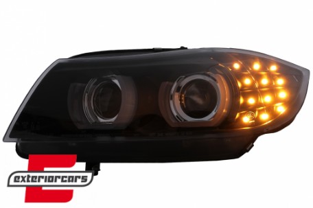 Prednja svjetla 3D Angel Eyes LED DRL Xenon (crna) / BMW serije 3 E90 E91 LCI (2008-2011), LPBMN0