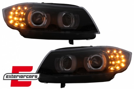 Prednja svjetla 3D Angel Eyes LED DRL Xenon (crna) / BMW serije 3 E90 E91 LCI (2008-2011), LPBMN0