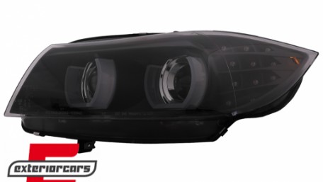 Prednja svjetla 3D Angel Eyes LED DRL Xenon (crna) / BMW serije 3 E90 E91 LCI (2008-2011), LPBMN0