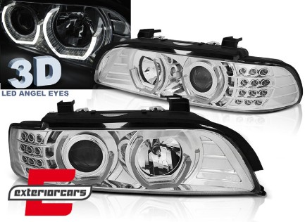 Prednja svjetla 3D Angel Eyes LED žmigavci (chrome) / BMW serije 5 E39 (09.1995-06.2003), LPBM05