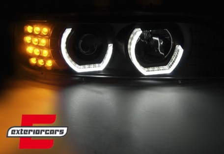 Prednja svjetla 3D Angel Eyes LED žmigavci (crna) / BMW serije 5 E39 (09.1995-06.2003), LPBM19