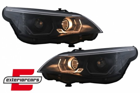 Prednja svjetla 3D Angel Eyes LED žmigavci (crna) / BMW serije 5 E60 E61 (2003-2007), LPBMK4