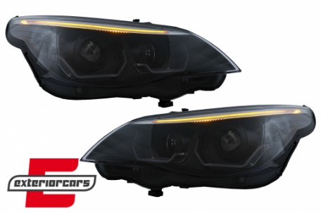 Prednja svjetla 3D Angel Eyes LED žmigavci (crna) / BMW serije 5 E60 E61 (2003-2007), LPBMK4