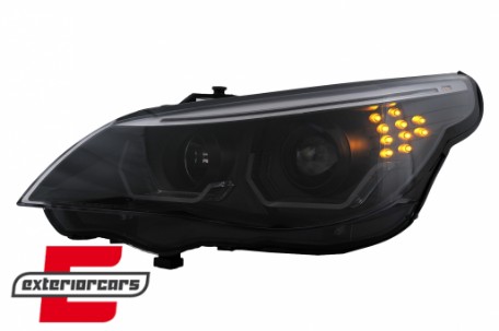 Prednja svjetla 3D Angel Eyes LED žmigavci (crna) / BMW serije 5 E60 E61 (2003-2007), LPBMK4