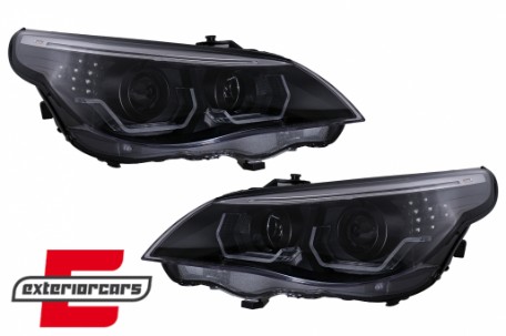 Prednja svjetla 3D Angel Eyes LED žmigavci (crna) / BMW serije 5 E60 E61 (2003-2007), LPBMK4