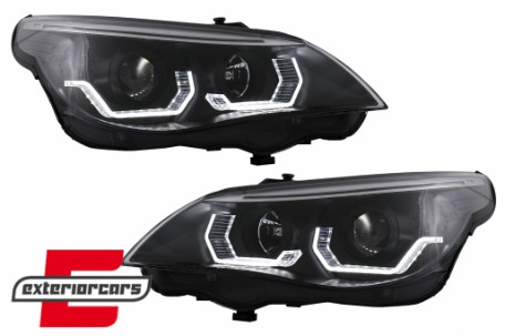 Prednja svjetla 3D Angel Eyes LED žmigavci (crna) / BMW serije 5 E60 E61 (2003-2007), LPBMK4