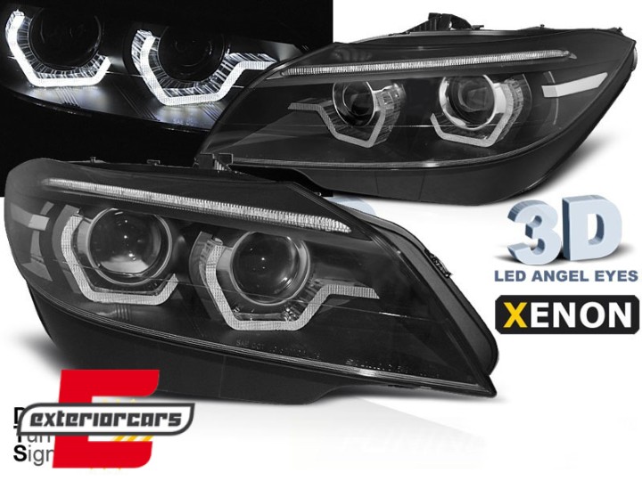Prednja svjetla 3D Angel Eyes SEQ žmigavci XENON (crna) / BMW Z4 E89 (2009-2013), LPBML4