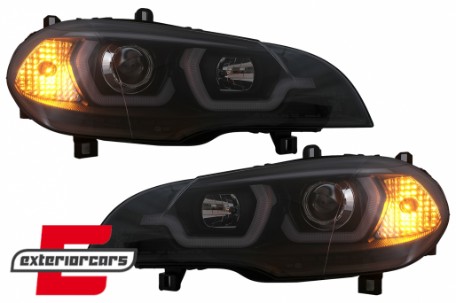 Prednja svjetla 3D Angel Eyes TubeLight DRL (crna) / BMW X5 E70 (2007-2013), LPBMG9