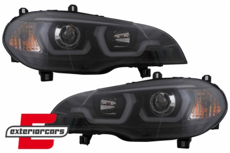Prednja svjetla 3D Angel Eyes TubeLight DRL (crna) / BMW X5 E70 (2007-2013), LPBMG9