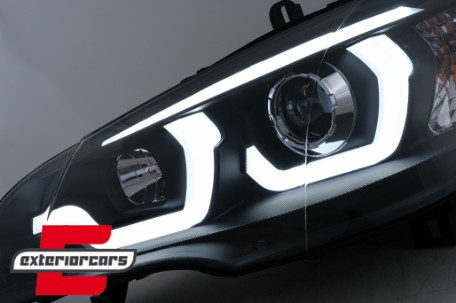Prednja svjetla 3D Angel Eyes TubeLight DRL (crna) / BMW X5 E70 (2007-2013), LPBMG9