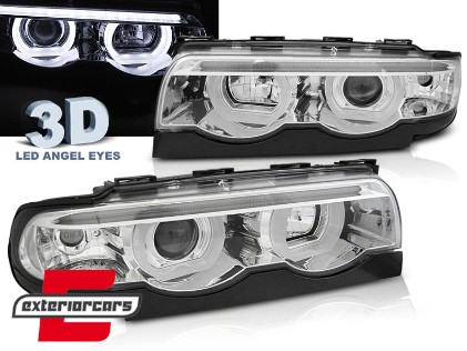 Prednja svjetla 3D LED Angel Eyes (chrome) / BMW serije 7 E38 (1994-1998), LPBML5