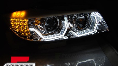 Prednja svjetla 3D LED Angel Eyes LED žmigavci (chrome) / BMW serije 3 E90 limuzina E91 karavan (03.2005-08.2008), LPBMK7