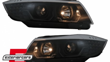 Prednja svjetla 3D LED Angel Eyes LED žmigavci (crna) / BMW serije 3 E90 limuzina E91 karavan (03.2005-08.2008), LPBMK8
