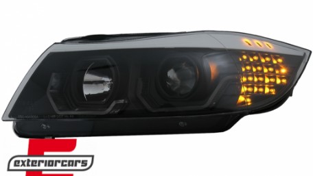 Prednja svjetla 3D LED Angel Eyes LED žmigavci (crna) / BMW serije 3 E90 limuzina E91 karavan (03.2005-08.2008), LPBMK8