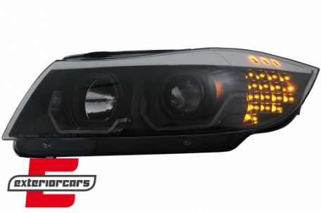 Prednja svjetla 3D LED Angel Eyes LED žmigavci (crna) / BMW serije 3 E90 limuzina E91 karavan (03.2005-08.2008), LPBMK8