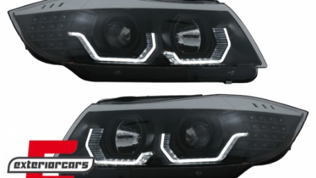 Prednja svjetla 3D LED Angel Eyes LED žmigavci (crna) / BMW serije 3 E90 limuzina E91 karavan (03.2005-08.2008), LPBMK8