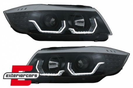 Prednja svjetla 3D LED Angel Eyes LED žmigavci (crna) / BMW serije 3 E90 limuzina E91 karavan (03.2005-08.2008), LPBMK8