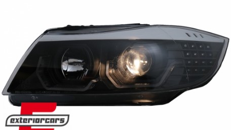 Prednja svjetla 3D LED Angel Eyes LED žmigavci (crna) / BMW serije 3 E90 limuzina E91 karavan (03.2005-08.2008), LPBMK8