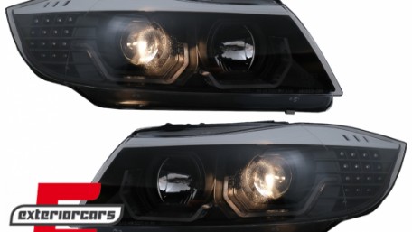 Prednja svjetla 3D LED Angel Eyes LED žmigavci (crna) / BMW serije 3 E90 limuzina E91 karavan (03.2005-08.2008), LPBMK8
