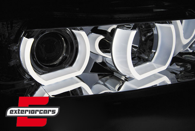 Prednja svjetla 3D LED Angel Eyes U-dizajn (chrome) / BMW serije 3 E90 limuzina E91 karavan (03.2005-08.2008), LPBMI3