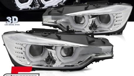 Prednja svjetla 3D LED Angel Eyes U-dizajn (chrome) / BMW serije 3 F30 F31 limuzina karavan (10.2011-05.2015), LPBMI9