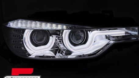 Prednja svjetla 3D LED Angel Eyes U-dizajn (chrome) / BMW serije 3 F30 F31 limuzina karavan (10.2011-05.2015), LPBMI9