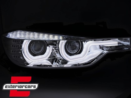Prednja svjetla 3D LED Angel Eyes U-dizajn (chrome) / BMW serije 3 F30 F31 limuzina karavan (10.2011-05.2015), LPBMI9
